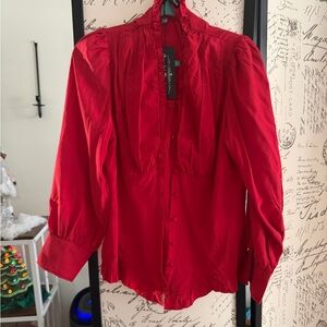 Red Button-Up Blouse